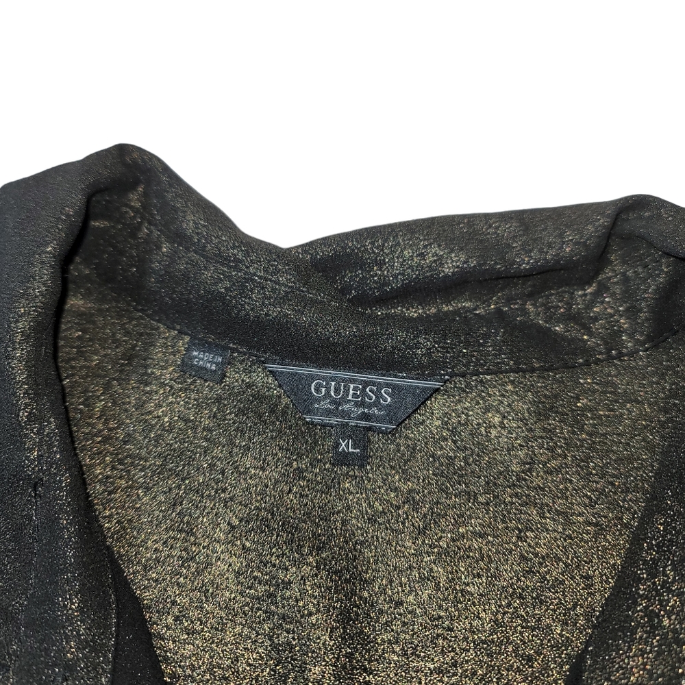 Metallic Gold Button-Up Blouse - Picture 3 of 6
